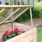 View of open top on the Zest sleeper cold frame wooden planter