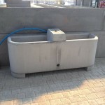 100 gallon indoor concrete water trough in situ