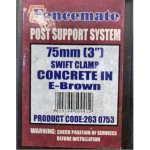 This Fencemate concrete support is suitable for square timbers and designed for concreting in. Close up of label shown here.