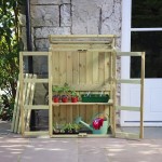 Zest Compact Botanical wood frame greenhouse with shelves removed