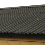 Black bitumen ridges shown on a shed roof
