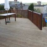 Our timber decking boards are machined out of Swedish Redwood Timber, shown here with posts and rails built in.