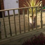 These Scandinavian and Baltic FSF/PEFC treated redwood turned decking spindles shown here in a garden setting