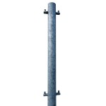 Full image of a galvanised metal hanging post with hinges at 180°