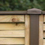 DuraPost sepia brown capping rail shown on a wooden fence
