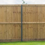 DuraPost fencing with a classic post shown with two wooden fence panels