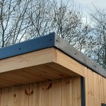 Facade shown on the outside of a Forest gardens Xtend outdoor office shed