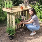 Zest garden bar being used as a potting table
