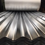 Galvanised corrugated sheets in a stack