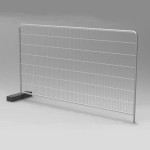 These Heras panels are heavy duty round top temporary fence panels. Shown here with temporary fence foot attached