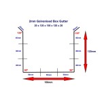 Dimensions of Galvanised box gutter