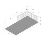 Diagram of patio decking kit 2.4m x 4.8m with 2 sides and 3 posts