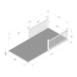 Diagram of garden wooden decking kit 2.4m x 4.8m with 2 sides and 4 posts