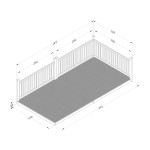 Diagram of Forest Garden patio decking 2.4m x 4.8m with 3 sides and 5 posts