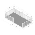 Diagram showing the dimensions of a Forest Garden 2.4m x 4.8m timber deck with 5 sides and 7 posts