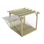 Forest Garden wooden decking kit with Ultima Pergola with canopy attached
