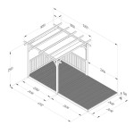 Diagram showing the measurements of a Forest Garden wooden decking kit 2.4m x 4.8m and an Ultima wooden pergola
