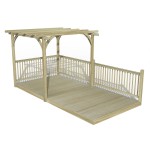 Forest Garden Ultima Wooden Pergola with 2.4m x 4.8m wood deck kit, 3 sides, 2 posts