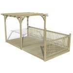 Forest Garden Ultima Wooden Pergola with 2.4m x 4.8m wood deck kit, 3 sides, 3 posts