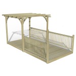 Forest Garden Ultima Wooden Pergola with 2.4m x 4.8m wood deck kit, 3 sides, 4 posts