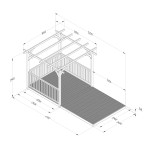 Diagram showing the measurements of a Forest wooden Ultima Pergola and wooden deck kit
