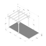 Diagram showing the dimensions of a Forest garden Ultima pergola and decking kit