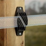 Poly tape shown on a fence post