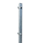 Metal gate post with hinges at 90° allowing two gate to be hung