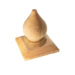 These wood regal finials can be used to sit atop a finished fence post/stob to give a decorative. Shown here on a wooden cap