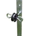 electric fence post insulator shown on a metal post