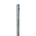 Full image of a square galvanised metal gate post for hanging one gate on