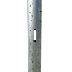 Metal galvanised post with two holes at 180° to allow two gates to shut