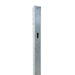 Full image of a square metal gate post with a single hole for catching one 45" Newforde field gate