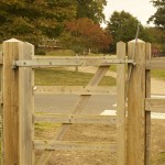 Spring fastener set shown on a gate