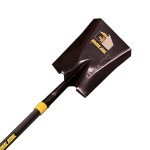 Square mouth shovel with fibreglass handle and foot steps