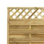 This San Remo Flat Top fence panel comes with trellis and is a popular fencing panel. Close up of trellis shown