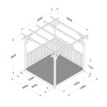 Diagram showing the measurements of a Forest Garden Ultima Pergola and decking kit