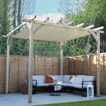 Forest Gardens wooden pergola shown with a canopy to protect from the sun