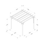 Diagram showing the measurements of an Ultima wooden pergola 3.6m in size