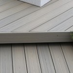 Coastal Grey Ultrashield decking composite boards shown with fascia board attached