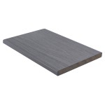 Composite decking boards in a light grey colour