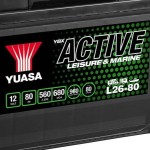 Yuasa 12V 80AH leisure battery, close view