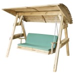 Zest Miami 2 seater wooden garden swing with a green coloured seat pad