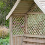 Front view of the Zest Norfolk wooden arbour