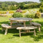 Zest Rose round picnic table for patio dining