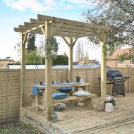 Forest Gardens wooden gazebo shown in a garden setting