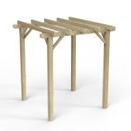 Wooden pergolas shown against a white background