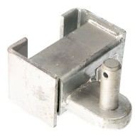 Adjustable gate hanger for metal gates, close up