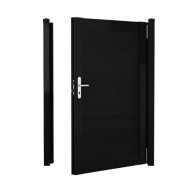 DuraPost black aluminium gate frame with panels shown