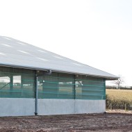Galebreaker bayscreen on a shed covering the gap above the gates